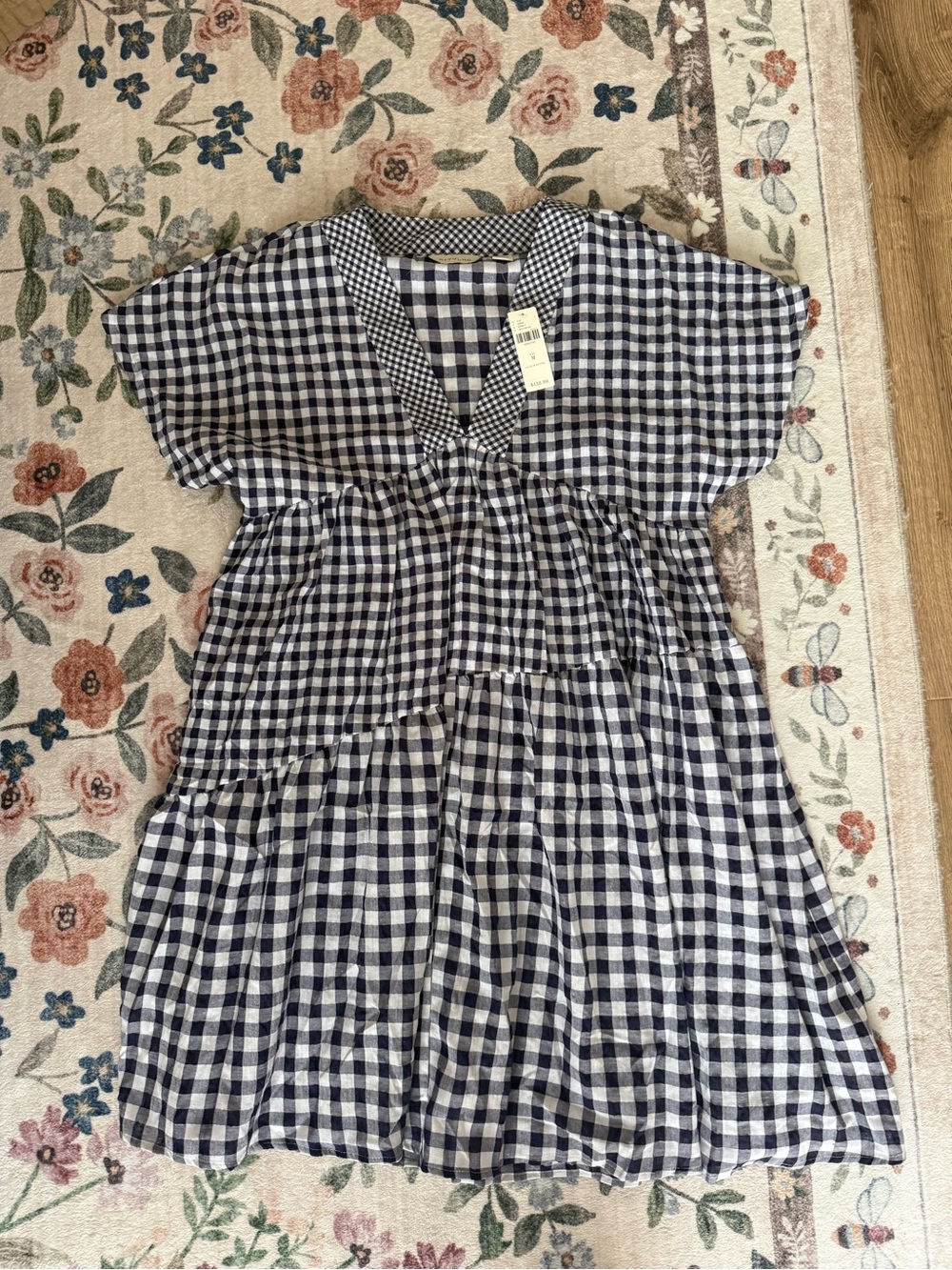 Anthropologie NWT 11.1 Tylho Navy and White Gingham Dress